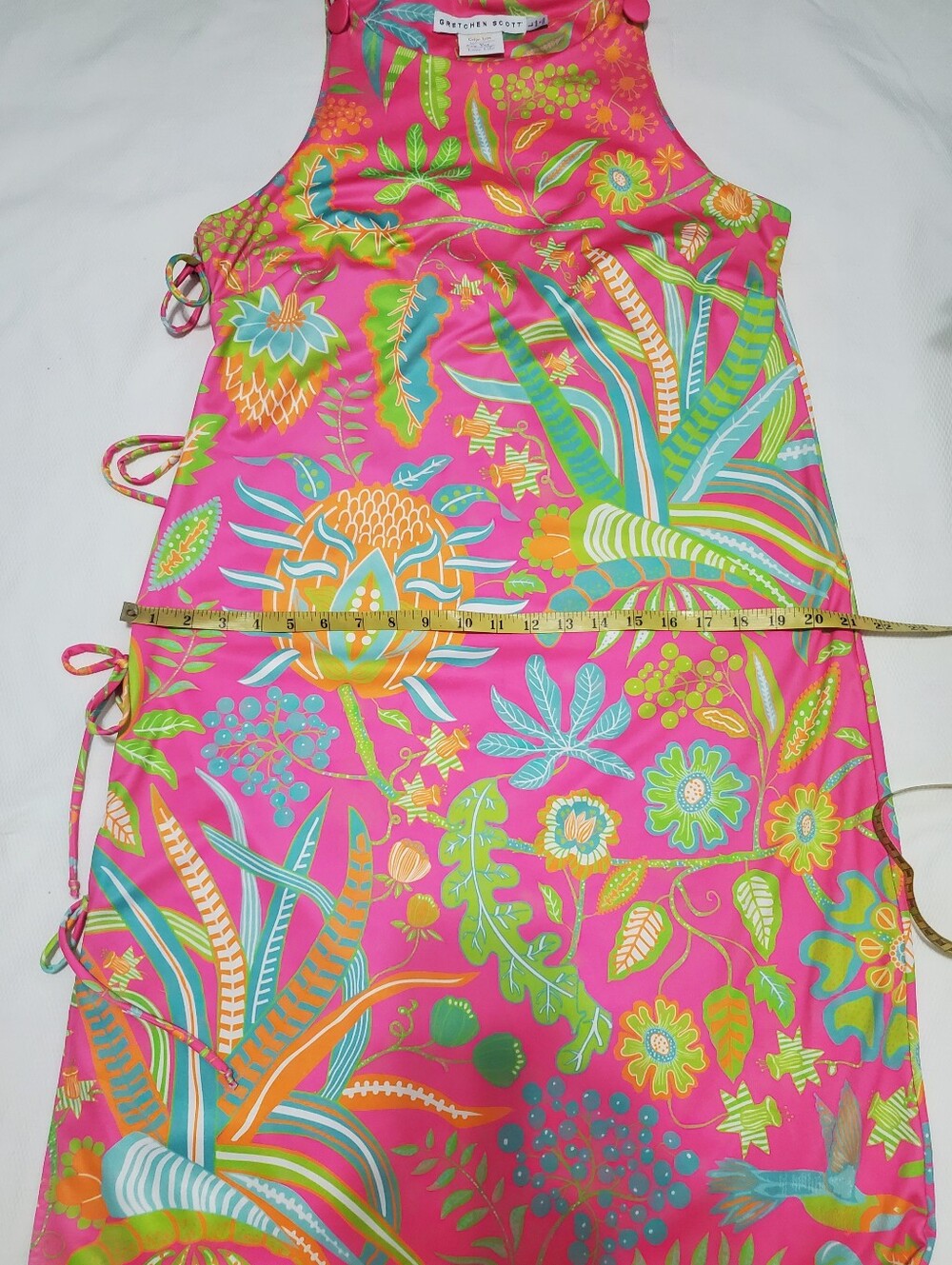 Gretchen Scott Jersey Side Tie Maxi Dress Hummingbird Heaven Pink Size Large - Picture 9 of 10